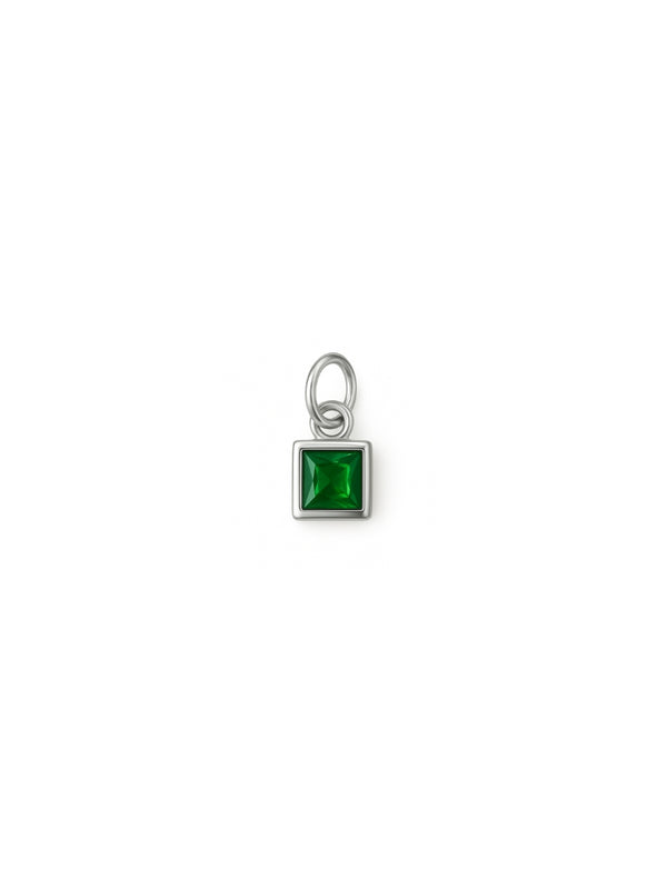 Pingente Mini Square Verde - Prata 925