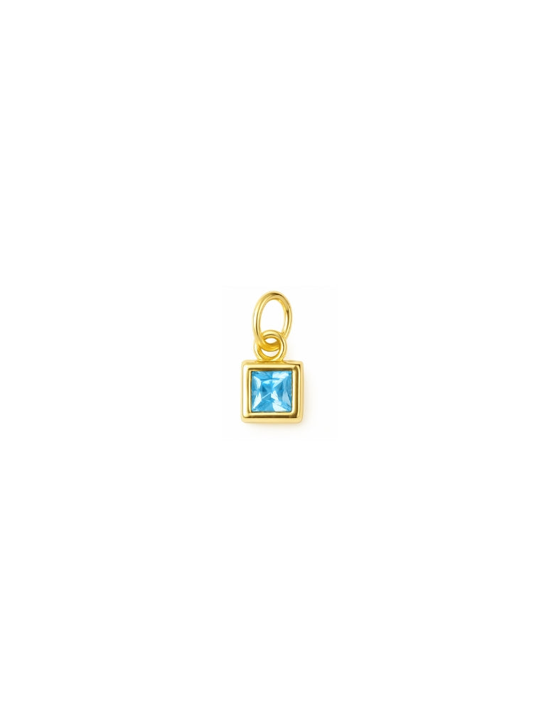 Pingente Mini Square Azul - Dourado