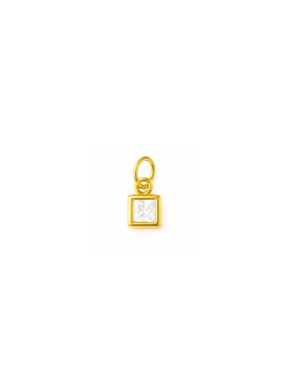 Pingente Mini Square Cristal - Dourado