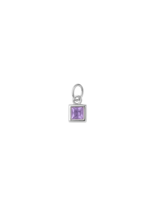 Pingente Mini Square Roxo - Prata 925