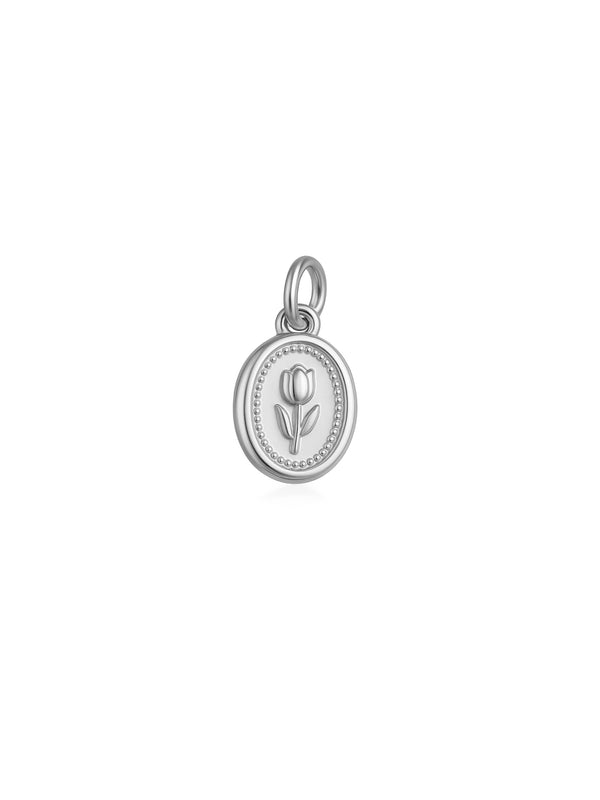 Pingente Medalha Tulipa Vintage - Prata 925