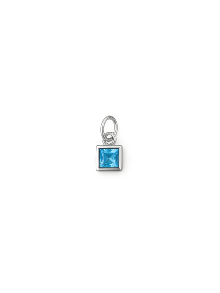 Pingente Mini Square Azul - Prata 925