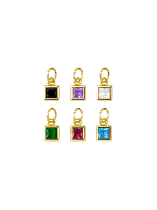 Kit de Pingentes Square Coloridos - Dourado