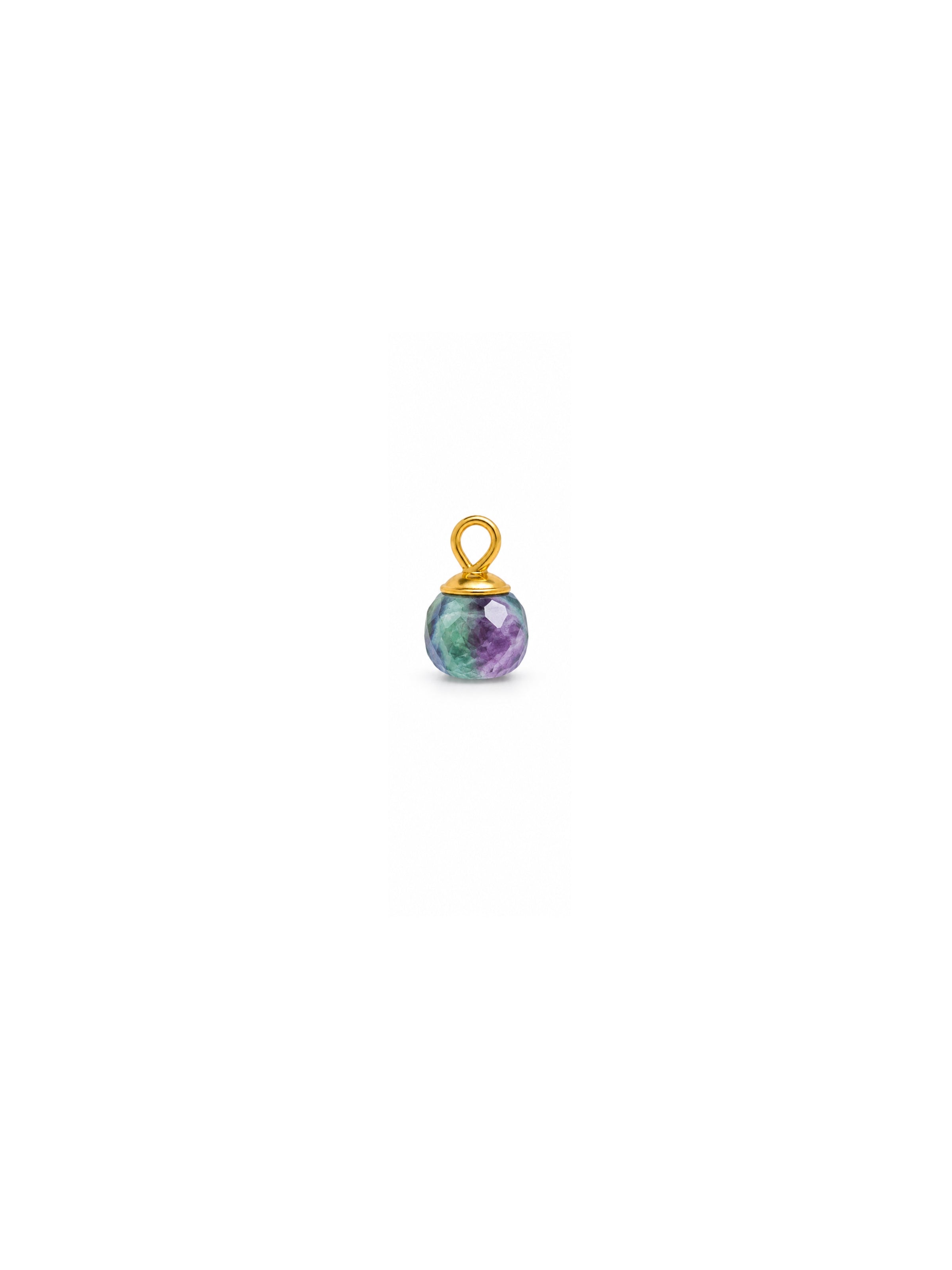 Pingente Mini Pedra Fluorita Natural - Dourado
