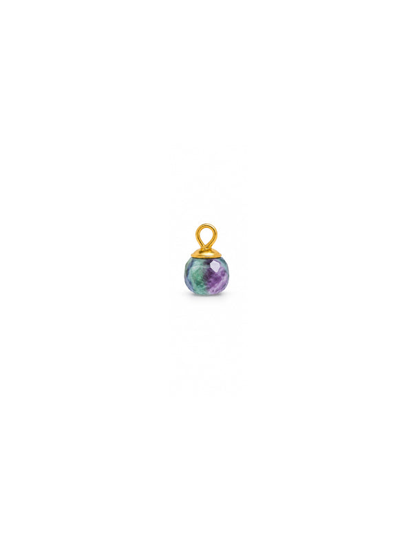 Pingente Mini Pedra Fluorita Natural - Dourado