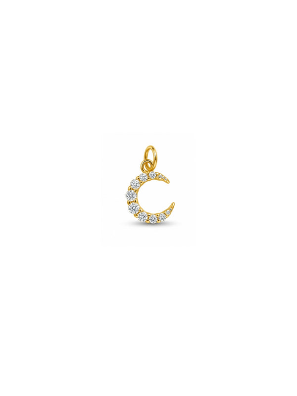 Pingente Lua Cravejada - Dourado