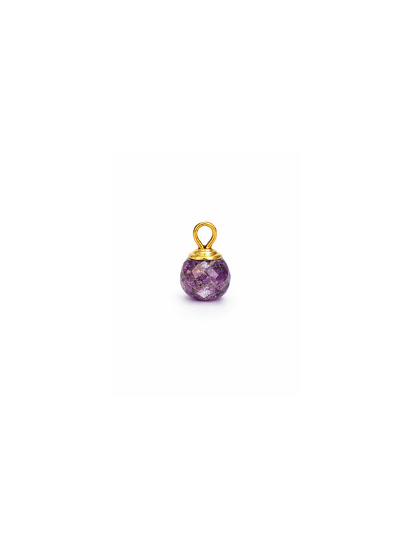 Pingente Mini Pedra Ametista Natural - Dourado