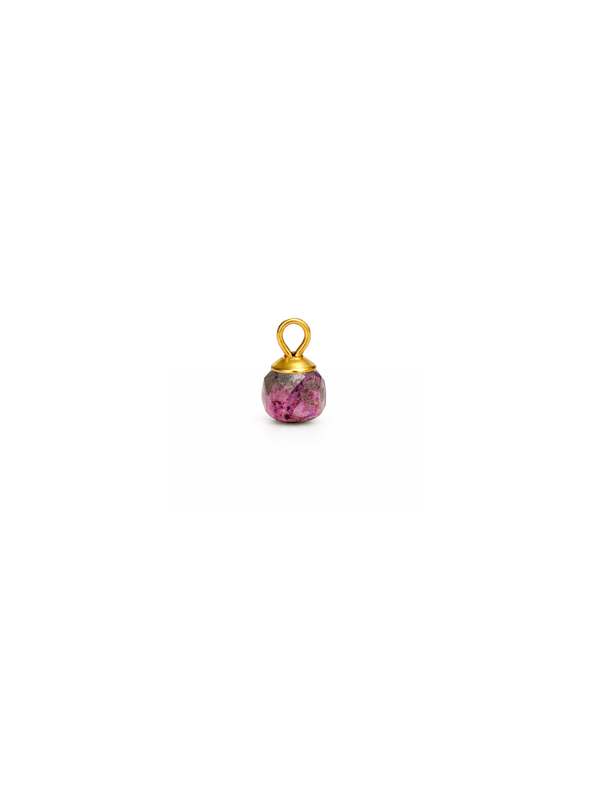 Pingente Mini Pedra Turmalina Rosa Natural - Dourada
