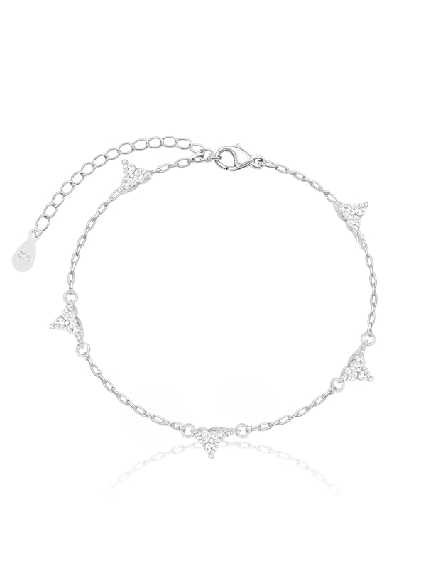 Pulseira Três Pedrinhas Cristal - Prata 925