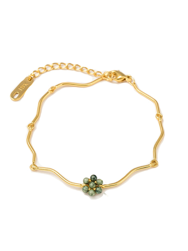 Pulseira Florzinha Turquesa - Dourada
