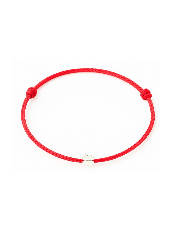Pulseira Vermelha Trevo - Prata 925