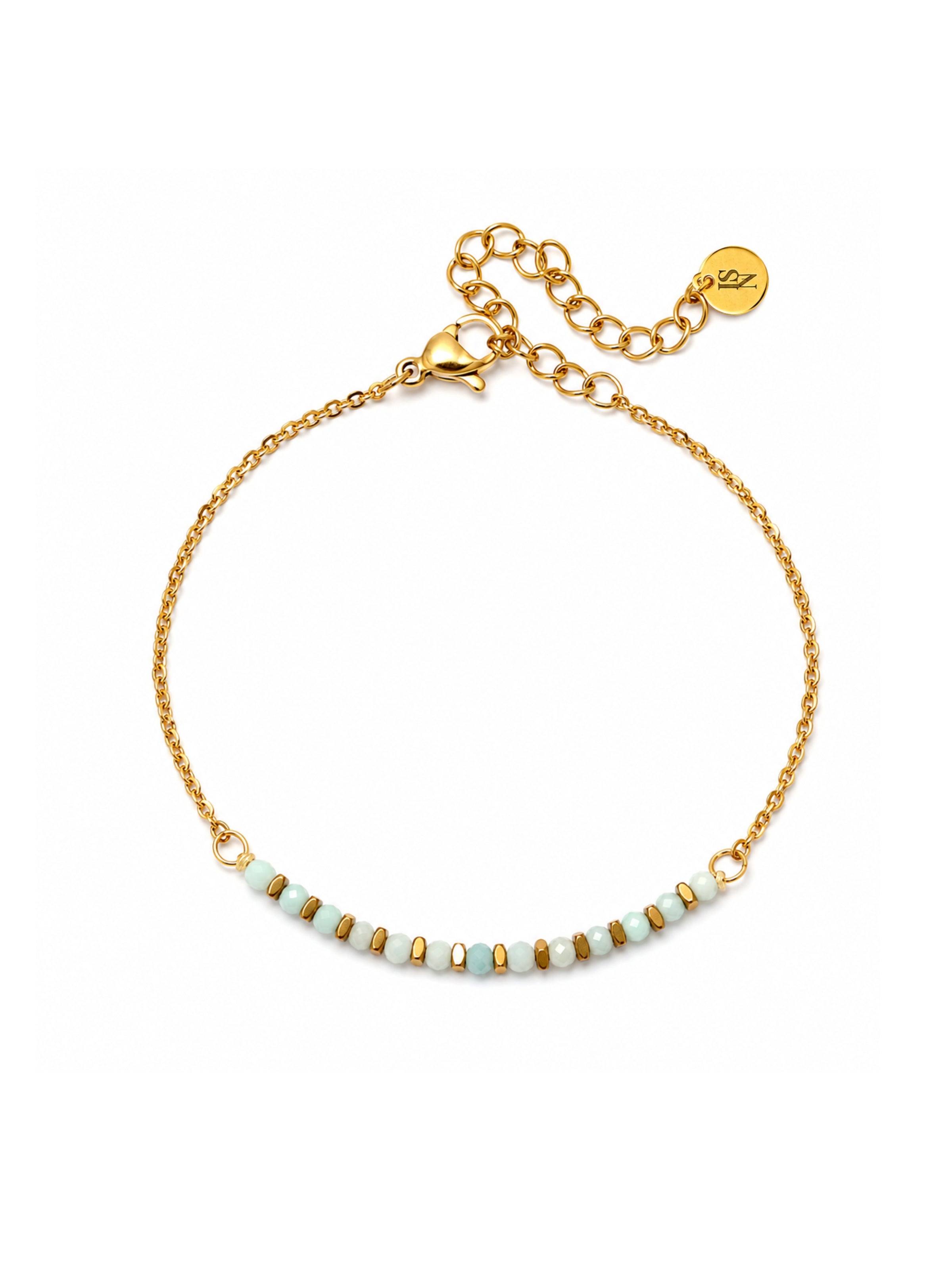 Pulseira Amazonita - Dourada