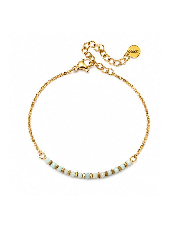 Pulseira Amazonita - Dourada