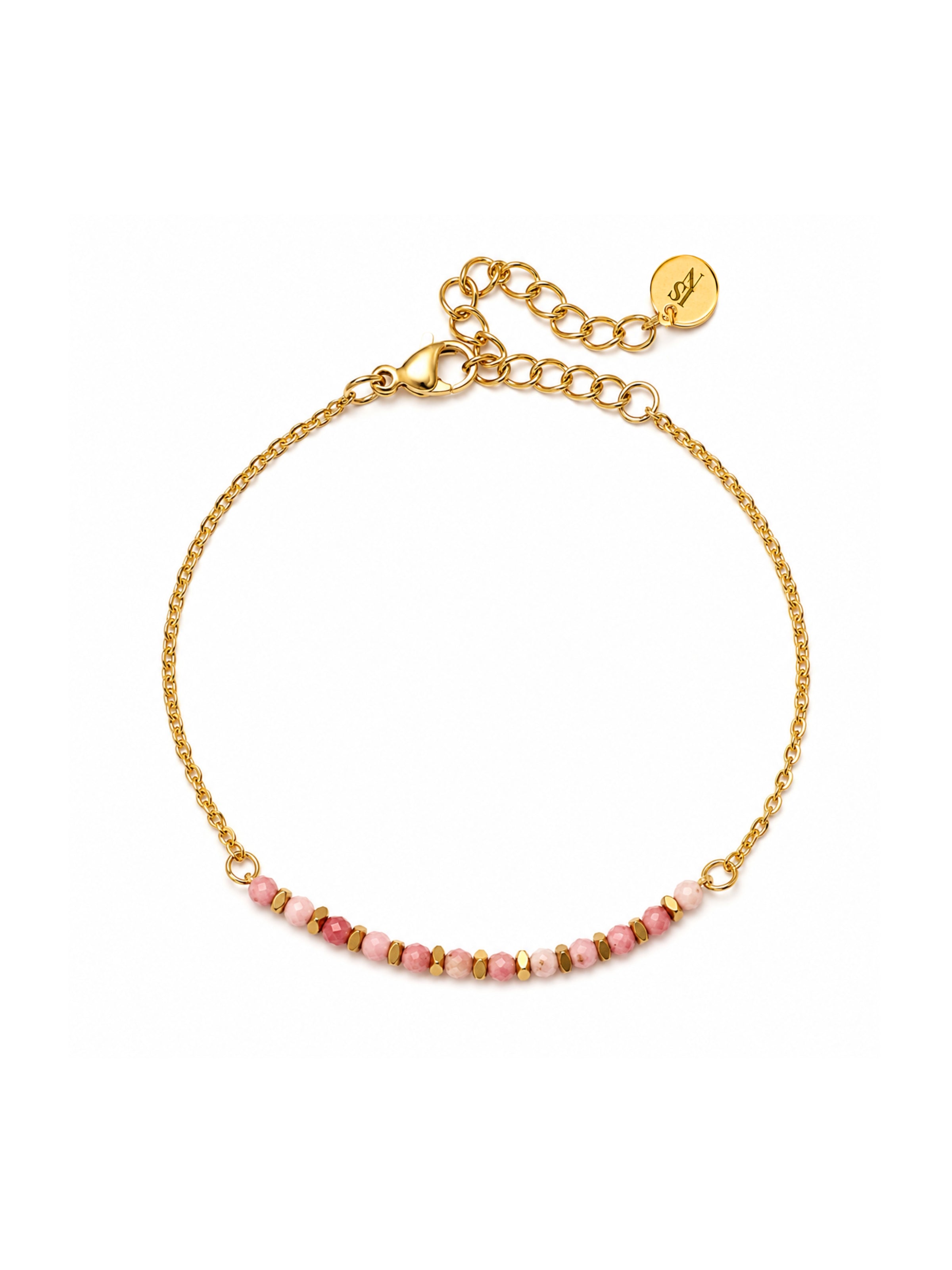Pulseira Turmalina Rubelita - Dourada