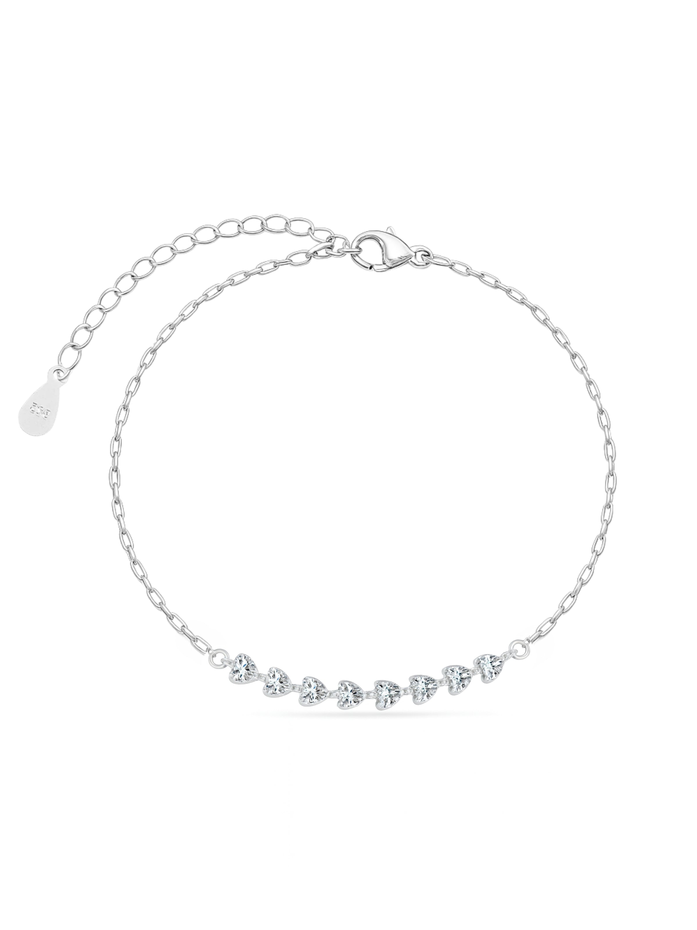 Pulseira Corações - Prata 925