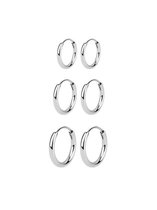 Conjunto de Argolinhas Básicas - Prata 925