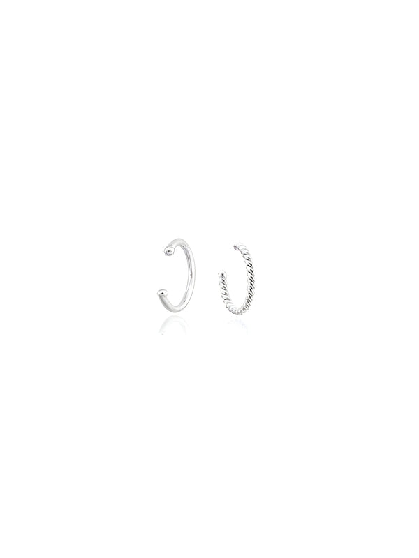 Dupla Piercing Liso e Torcido - Prata 925